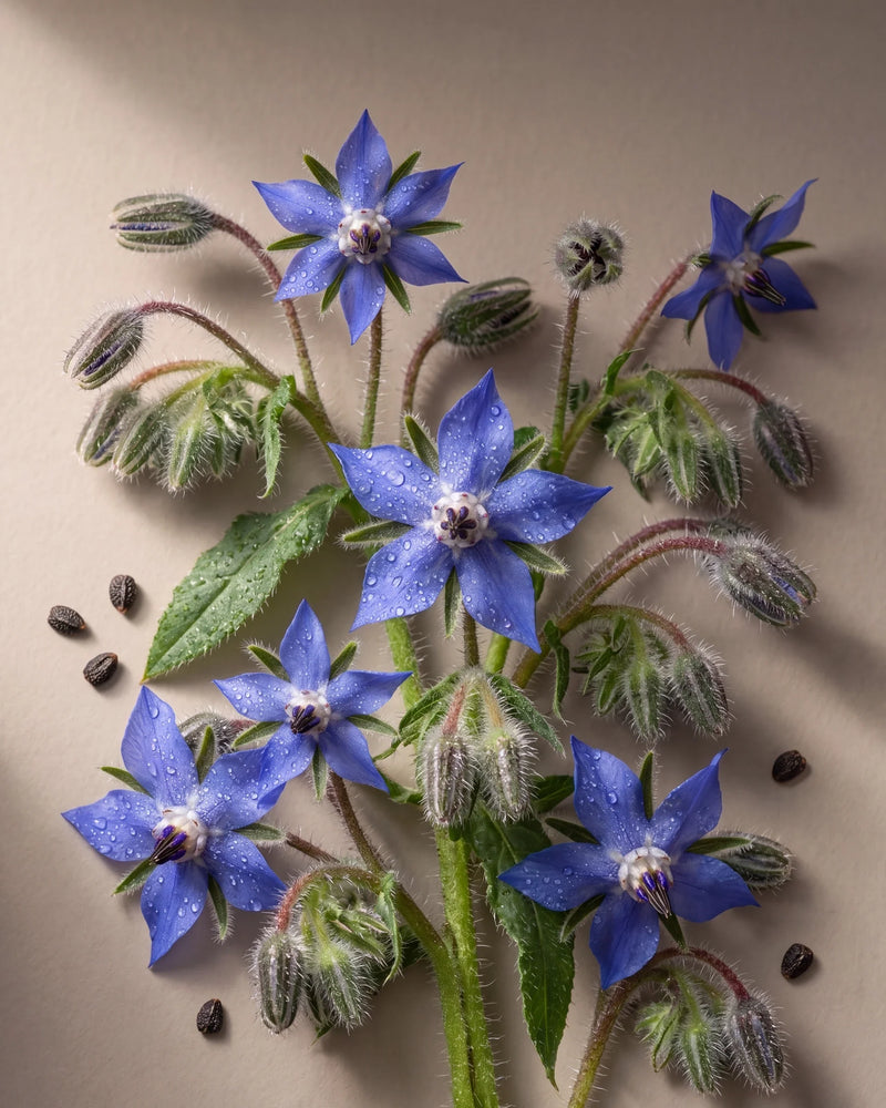 Delune Virgin Borage Seed Oil botanical still life
