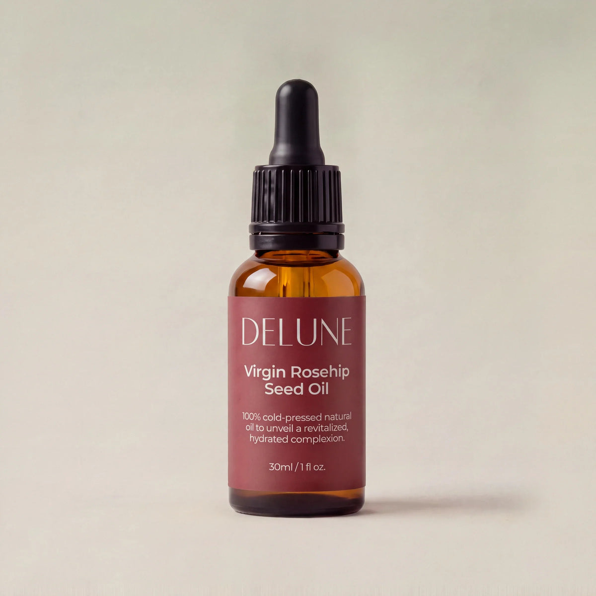 Delune Virgin Rosehip Seed Oil 30ml dropper bottle